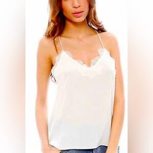 CAMI NYC white silk racerback top size small